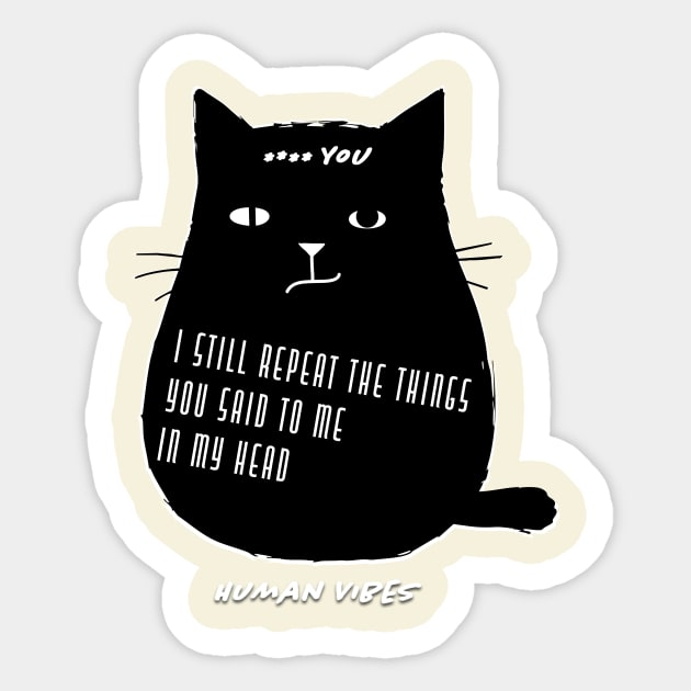 Cute Black Cat with Romantic Love Quote Sticker by Jiyoun's Store 1